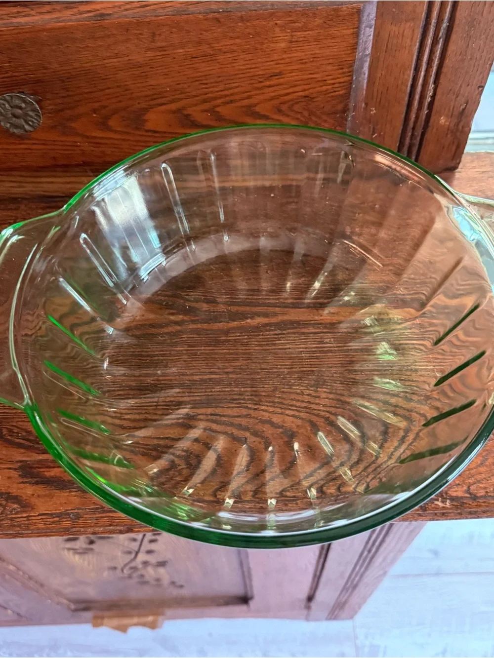 Vintage Green MSE Martha Stewart Everyday Lidded 2qt Glass Casserole Dish Ribbed
